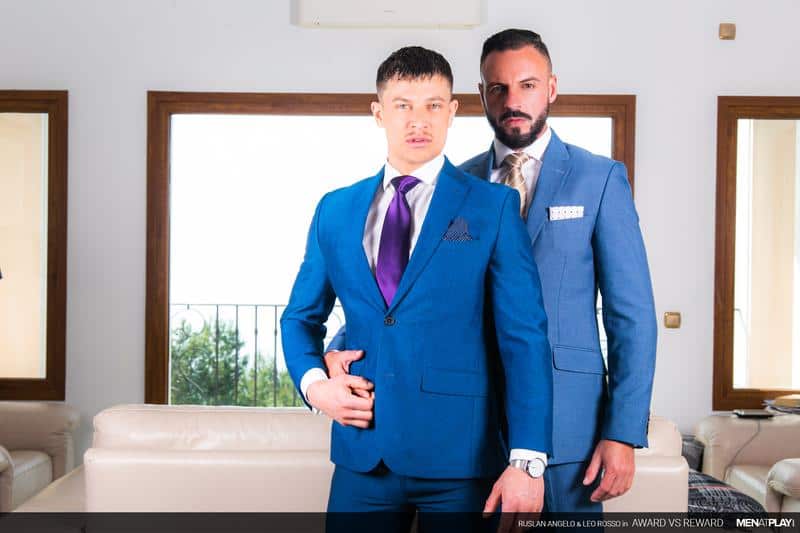 Designer suit sex bearded muscle dude Leo Rosso huge raw dick bareback fucking hottie young hunk Ruslan Angelo tight ass 10 gay porn pics - Designer suit sex bearded muscle dude Leo Rosso’s huge raw dick bareback fucking hottie young hunk Ruslan Angelo’s tight ass