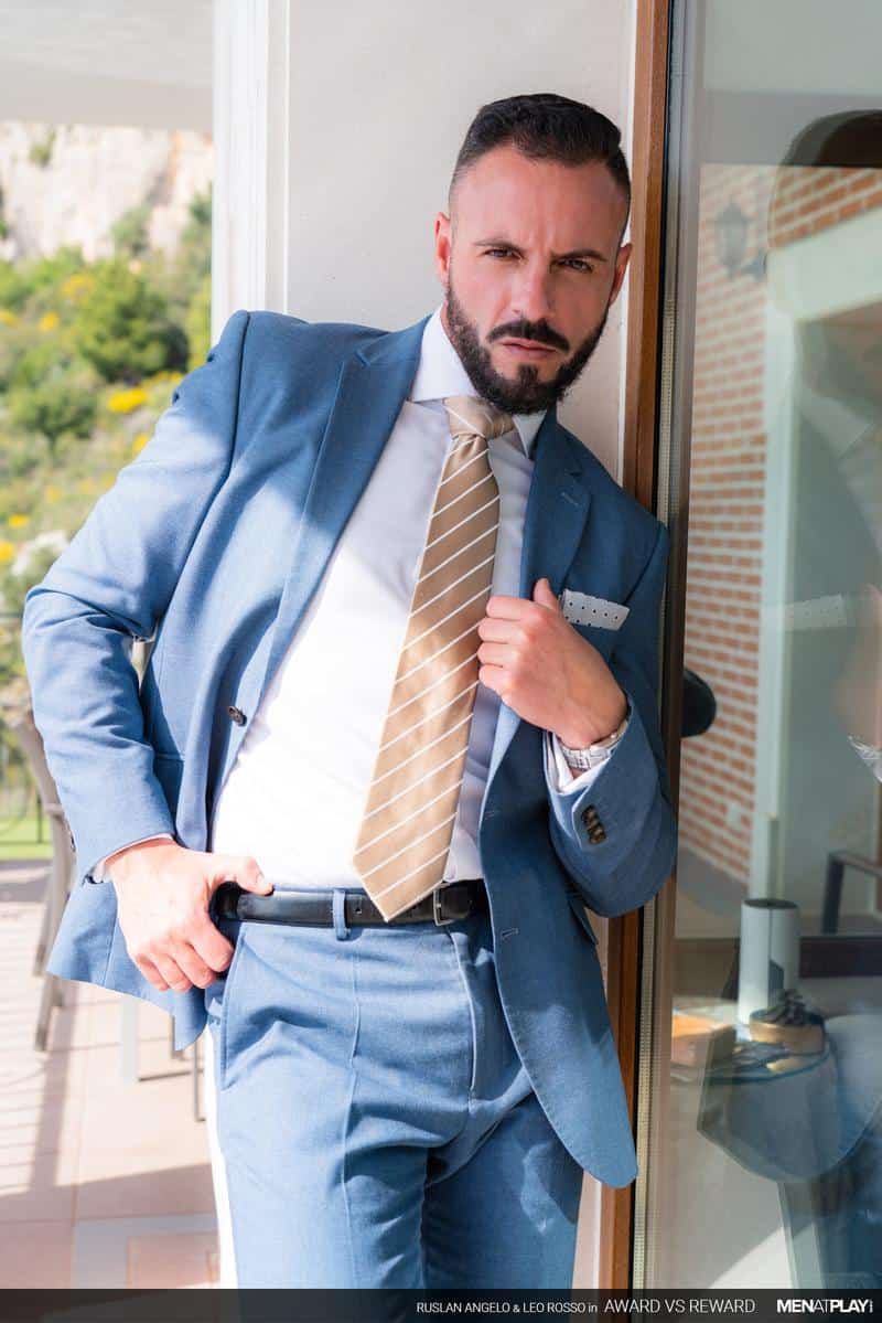 Designer suit sex bearded muscle dude Leo Rosso huge raw dick bareback fucking hottie young hunk Ruslan Angelo tight ass 3 gay porn pics - Designer suit sex bearded muscle dude Leo Rosso’s huge raw dick bareback fucking hottie young hunk Ruslan Angelo’s tight ass