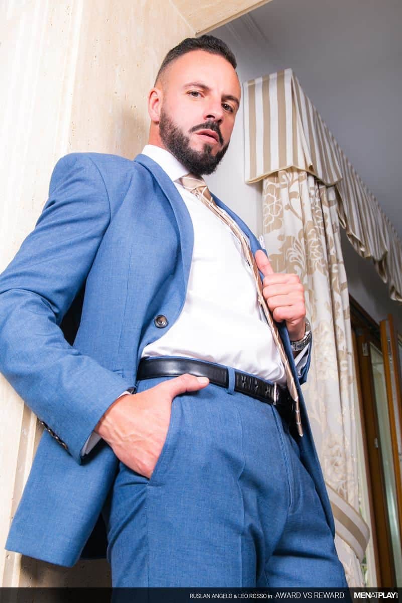 Designer suit sex bearded muscle dude Leo Rosso huge raw dick bareback fucking hottie young hunk Ruslan Angelo tight ass 5 gay porn pics - Designer suit sex bearded muscle dude Leo Rosso’s huge raw dick bareback fucking hottie young hunk Ruslan Angelo’s tight ass