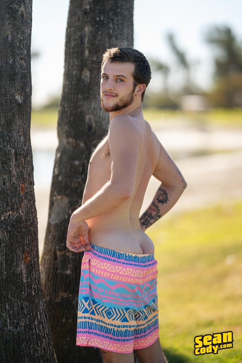 Sexy newbie bearded muscle stud Sean Cody Griffin strips out of swim shorts wanking massive thick dick 6 gay porn pics - Sexy newbie bearded muscle stud Sean Cody Griffin’s strips out of his swim shorts wanking his massive thick dick